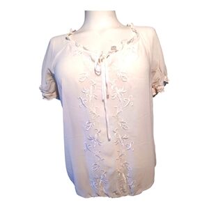 LOFT Ivory Ruffle Top